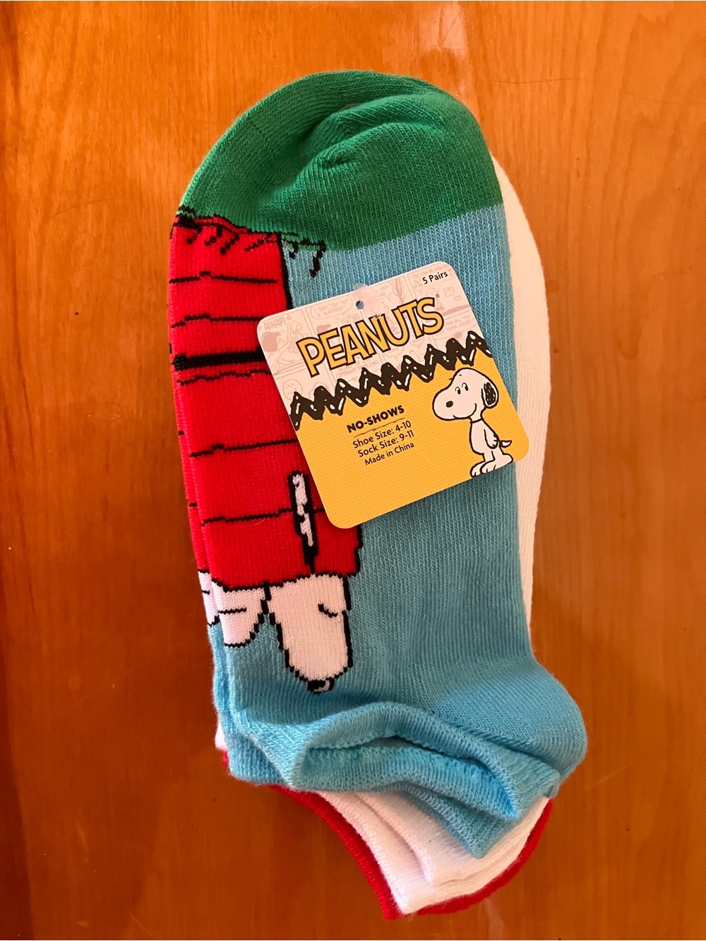 Peanuts No-Show Socks Trio - Green, Light Blue & Red